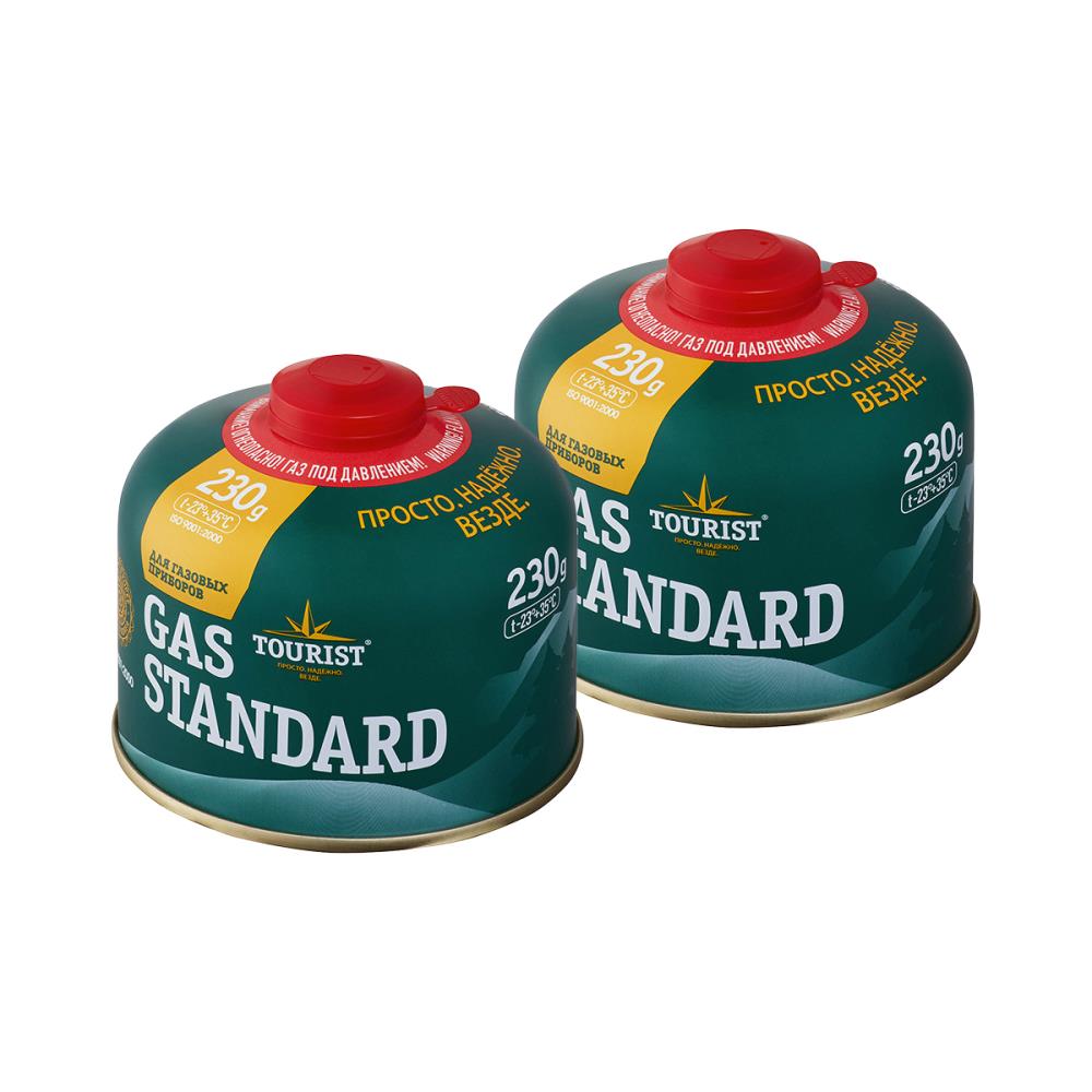 Баллон газовый резьбовой TOURIST STANDARD для портативных приборов 230 г. комплект 2 шт.